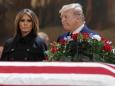 Donald Trump tweets about oil prices moments before George HW Bush funeral, which he says 'is not a funeral'