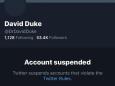 David Duke: Former KKK grand wizard and white supremacist has Twitter account permanently banned