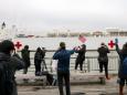Photos show crowds of New Yorkers breaking social distancing rules and gawking at the USNS Comfort docked in Manhattan