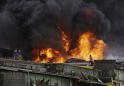 PHOTOS: Fire breaks out in busy market in Lagos, Nigeria