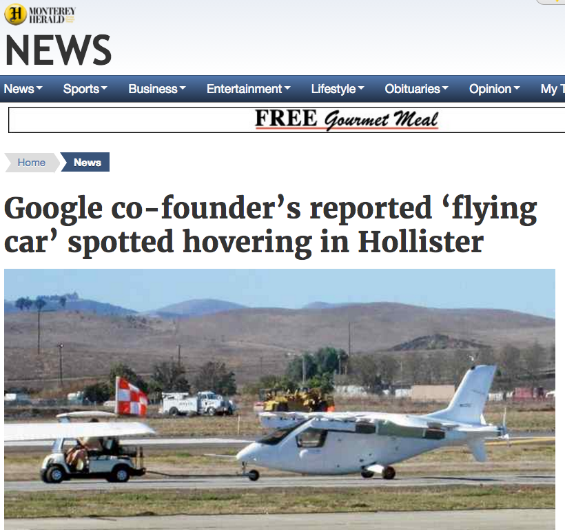 Larry Page's 'flying car' was spotted in the wild and it just looks like a tiny airplane