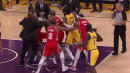 LeBron James' First Lakers Home Game Turns Into A Brawl