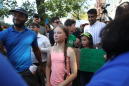 Swedish teen climate activist leads protest near UN