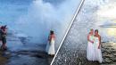 Newlywed Couple Hit by Rogue Wave While Posing for Wedding Photos